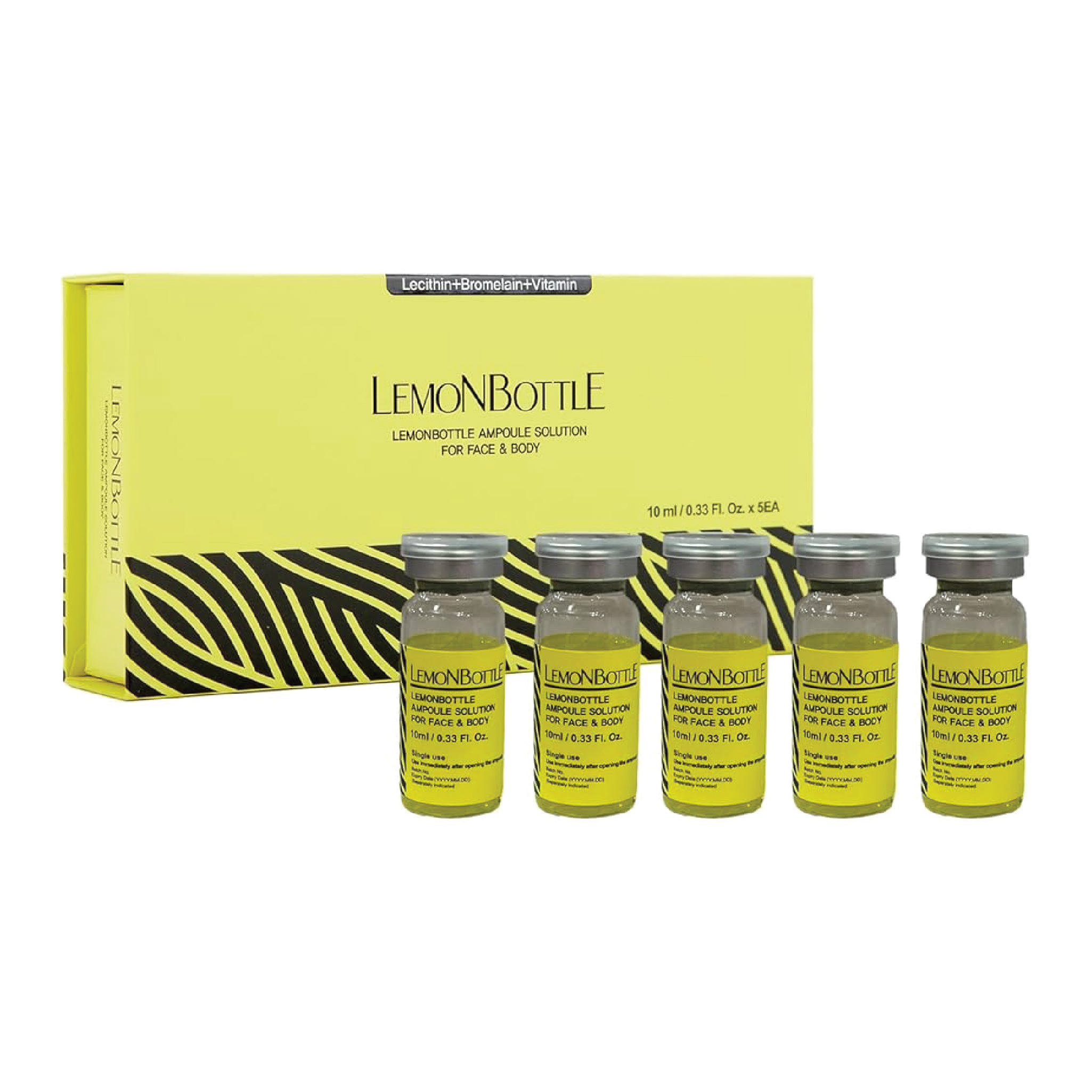 LemoNBottle Ampoule Solution For Face & Body Lecithin + Bromelain + Vitamin Fat Dissolving Injection [05 Sessions]