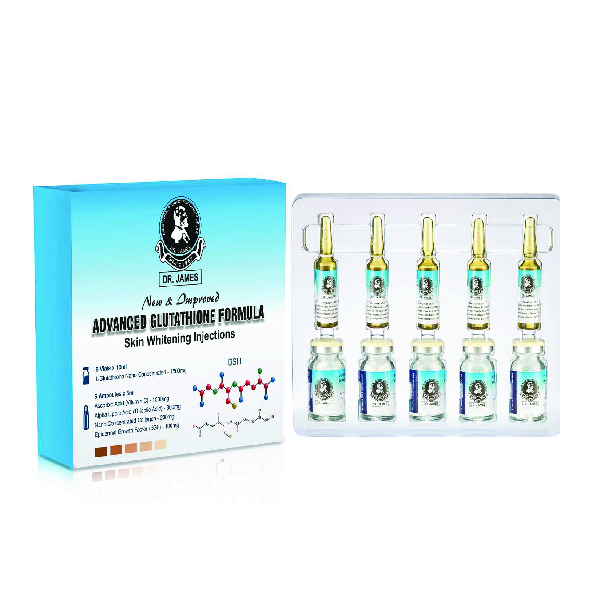 Dr. James Glutathione Skin Whitening Injection 1500mg [05 Sessions]