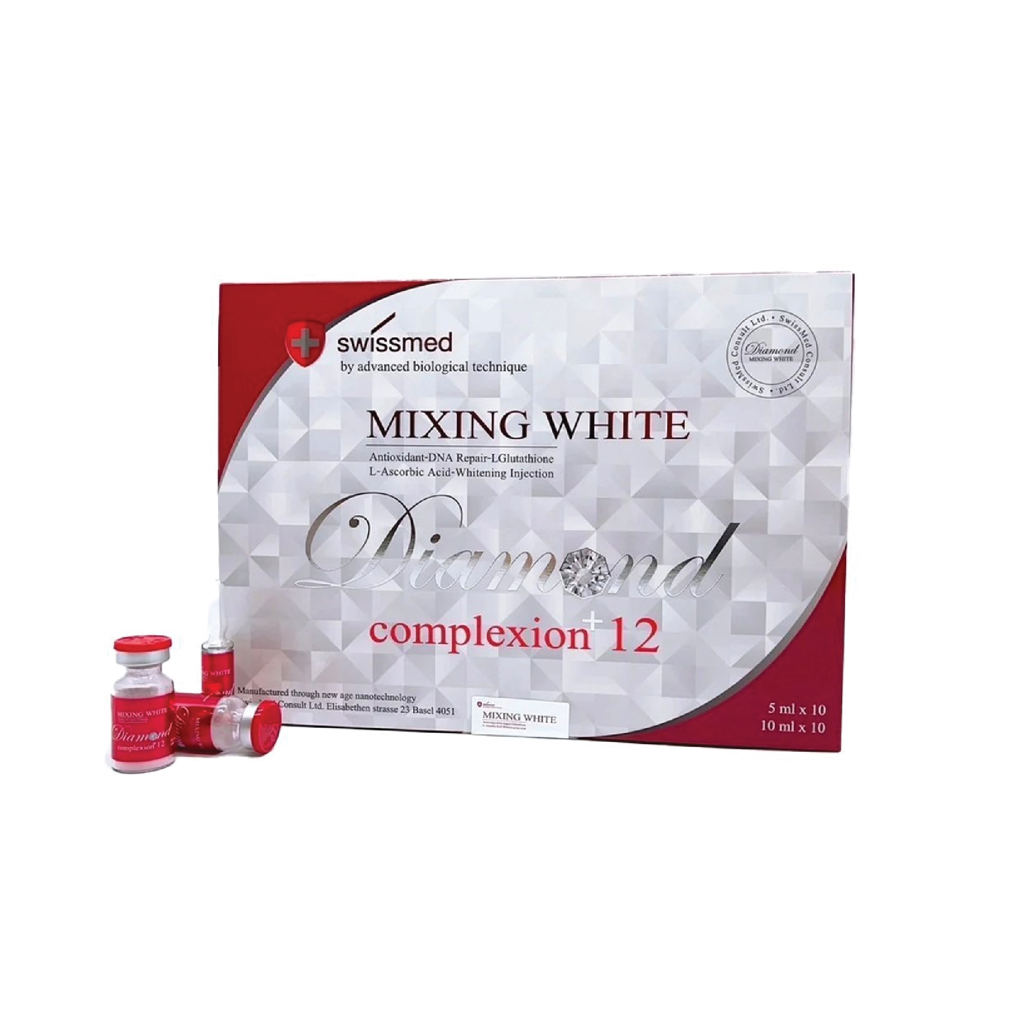 Swissmed Mixing White Diamond Complexion 12 Antioxidant DNA Repair L-Glutathione Injection [10 Sessions]