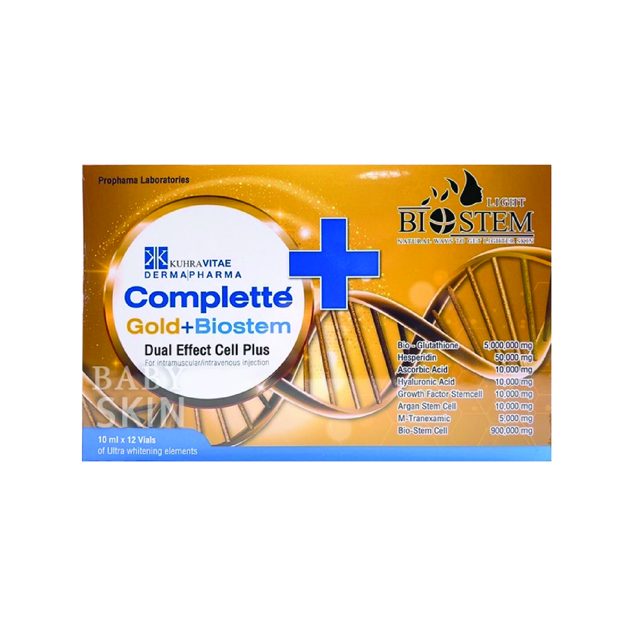 Kuhra Vitae Complette Gold Dual Effect Cell Plus Glutathione Injection [10 Sessions]