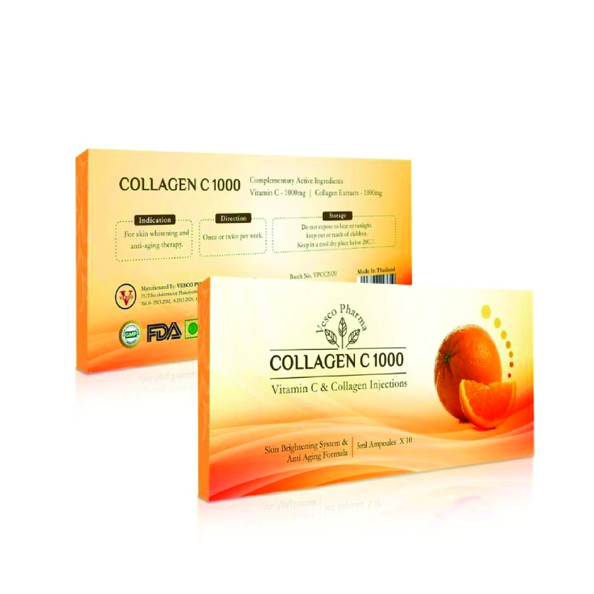 Vesco Pharma Collagen C 1000mg Vitamin C and Collagen Injection [10 Sessions]