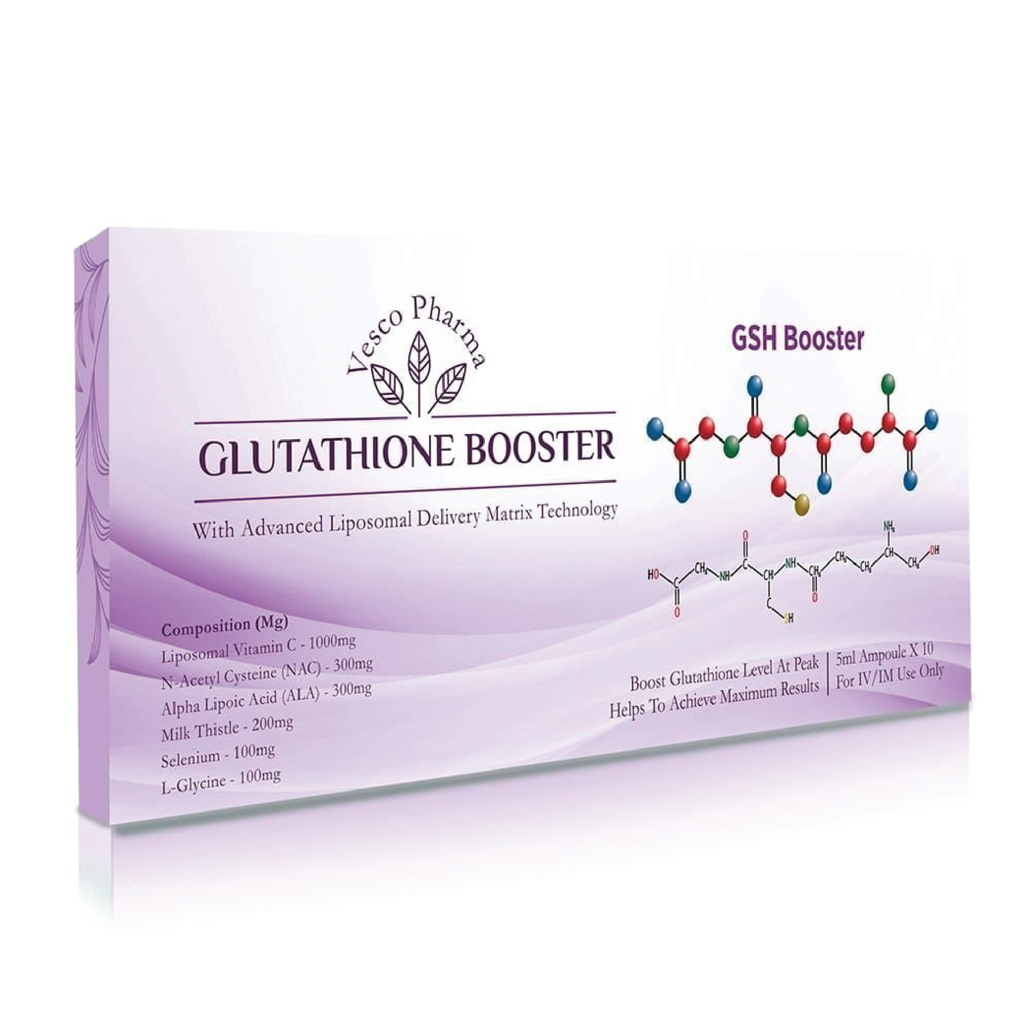 Vesco Pharma Glutathione Booster With Advanced Liposomal Technology IV/IM [10 Sessions]