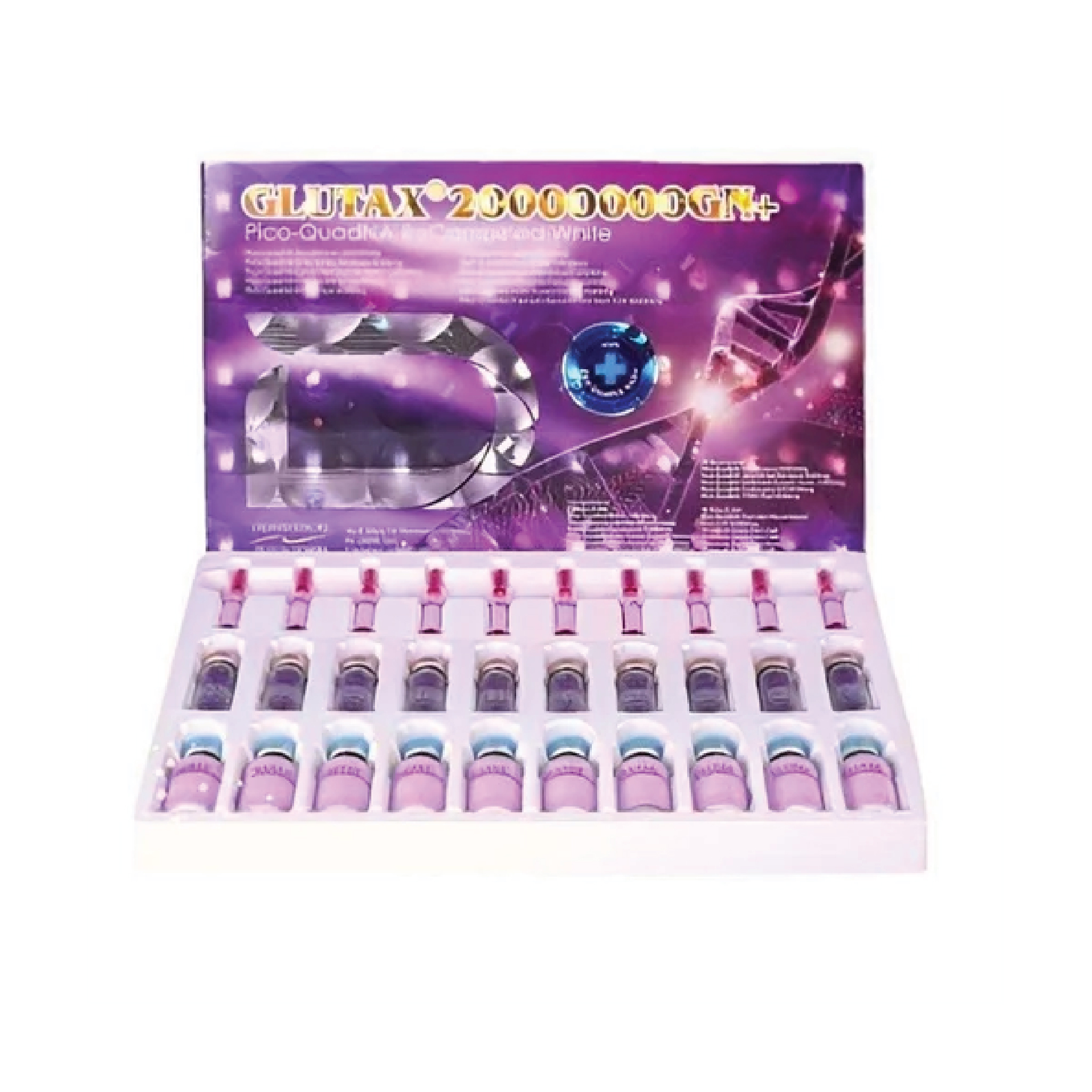 Glutax 20000000GN+ Pico QuadNA ReCombined White Glutathione Injection [10 Sessions]